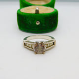 Sterling Silver Gemstone Set Baguette Cut Ring Vintage c1970 Size P UK