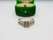 Sterling Silver Gemstone Set Baguette Cut Ring Vintage c1970 Size P UK