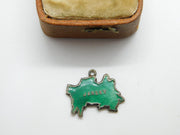 Sterling Silver and Enamel Map of Jersey Charm Pendant Vintage c1970