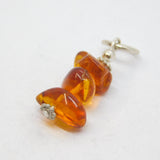 Sterling Silver Baltic Amber Beaded Drop Charm Pendant Vintage c1970