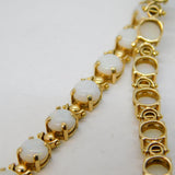 9ct Yellow Gold & White Opal Set Panel Bracelet Vintage c1990s 7" Length