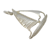 Sterling Silver Large Sailing Yacht Boat Charm Pendant Vintage c1970