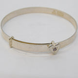 Sterling Silver Paste Set Heart Christening Bangle Bracelet Vintage c2000s