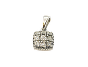 Sterling Silver 9 Stone Diamond Set Cushion Pendant Vintage c1970