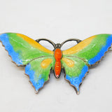 Sterling Silver & Colourful Enamel Butterfly Brooch Pin Antique c1940 Art Deco