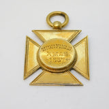 Victorian Sterling Silver Gilt 'Well Behaved Prize' Fob Medal Antique 1887