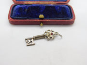 Sterling Silver 21st Birthday Key Charm Pendant Vintage c1970