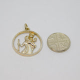 Sterling Silver Cut Out St Christopher Travel Charm Pendant Modern c1990s