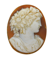 Victorian Large Carved Shell Classical Goddess Cameo Antique c1850s