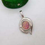 Sterling Silver Cabochon Opal Drop Charm Pendant Vintage c1970