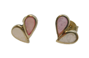 Pair of Sterling Silver Pink & White Shell Petal Stud Earrings Vintage c1970