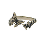 Sterling Silver Semi-Adjustable Butterfly Band Ring Vintage c1990