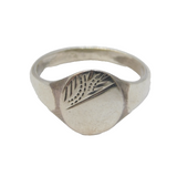 Sterling Silver Oval Form Signet Ring Antique c1930s Art Deco