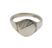 Sterling Silver Oval Form Signet Ring Antique c1930s Art Deco