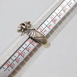 Sterling Silver Skull & Wings Biker Style Band Ring Vintage c1970 Size Z 1/2