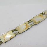 Egyptian Revival Silver Plated Enamel Ancient Vista Panel Bracelet Antique c1940