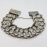 Early-Victorian Sterling Silver Floral Chain Link Bracelet Antique c1840s