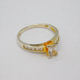Sterling Silver & Gilt Paste Set Dress Band Ring Contemporary c2000 Size S
