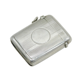 Edwardian Sterling Silver Engine Turned Vesta Case Antique 1908 Birmingham
