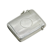 Edwardian Sterling Silver Engine Turned Vesta Case Antique 1908 Birmingham