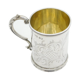 Victorian Sterling Silver Floral Pattern Christening Mug Antique 1869 London
