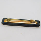 Victorian French Jet, Gold & Rolled Gold Mourning Bar Brooch Antique c1880