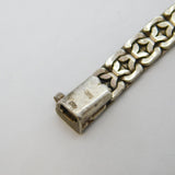 Sterling Silver Woven Pattern Chain Link Bracelet Vintage c1970s