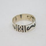 Sterling Silver Oxidised Navejo Design Band Ring Vintage c1970 Size L 1/2