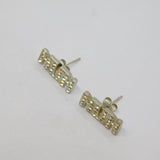 Pair of Sterling Silver Iridescent Crystal 'MUM' Stud Earrings Modern c2000
