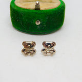 9ct White Gold Teddy Bear Stud Earrings Vintage c1980