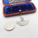 Sterling Silver Oriental Fan Charm Pendant Vintage c1970