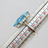 Sterling Silver 4 Marquise Blue Sapphire Cocktail Ring  Modern c1990 Size P 1/2