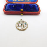 Sterling Silver Coloured Diamond Paste Tree Of Life Charm Pendant Vintage c1970