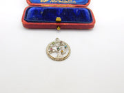 Sterling Silver Coloured Diamond Paste Tree Of Life Charm Pendant Vintage c1970