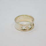 Sterling Silver Triple Cut Out Flowers Dress Band Ring Modern c2000 Size R