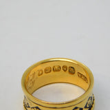 William IV 18ct Gold Black Enamel Mourning Ring Double Inscription Antique