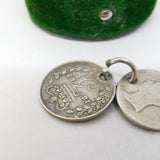 Victorian Sterling Silver Groat & Threepence Coin Charm Antique 1883