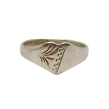 Sterling Silver Patterned Heart Signet Dress Ring Vintage c1970 Size M