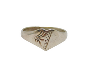 Sterling Silver Patterned Heart Signet Dress Ring Vintage c1970 Size M