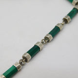 19th Century Scottish Sterling Silver & Malachite Padlock Panel Necklace Antique