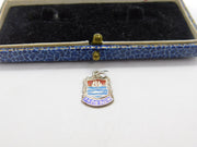 Sterling Silver & Enamel Padstow Shield Charm Pendant Vintage c1970