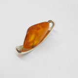 Sterling Silver Baltic Amber Curved Studio Style Charm Pendant Vintage c1970