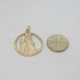 Sterling Silver Wreath Form St Christopher Travel Charm Pendant Vintage c1970