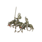 Sterling Silver Marcasite Knight On Horseback With Companion Contemporary c1990