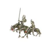 Sterling Silver Marcasite Knight On Horseback With Companion Contemporary c1990