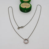 PANDORA Sterling Silver Paste Set Circular Drop Pendant Necklace Vintage