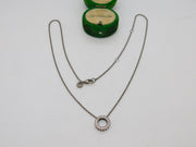 PANDORA Sterling Silver Paste Set Circular Drop Pendant Necklace Vintage