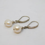 Sterling Silver & Cultured Pearl Set Drop Earrings Vintage c1970s