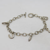 Sterling Silver Cable Link Charm Bracelet with Charms Vintage c1980s