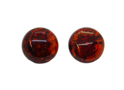 Pair of Sterling Silver Gilt Baltic Amber Round Clip-On Earrings Vintage c1970